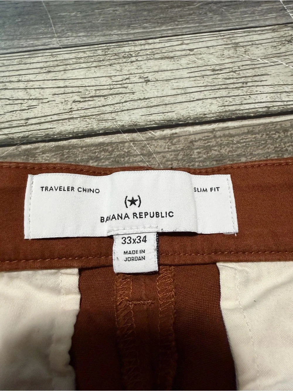 Banana Republic Slim Fit Traveler Chino Pants Men’s 33x34 Burnt Orange